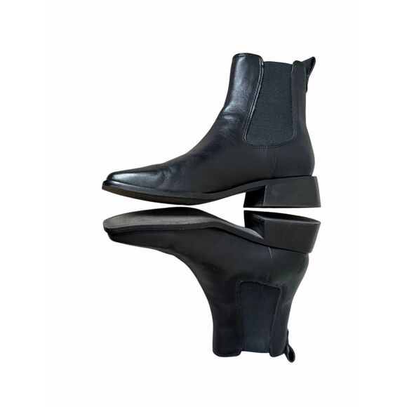 Sam Edelman Thelma Black Pull On Square Toe Leather Chelsea Ankle Boots sz 7 - Picture 5 of 8